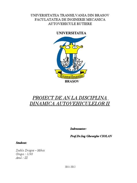 PDF 145427148 Proiect La Dinamica Autovehiculelor 4X4 MAS DOKUMEN TIPS