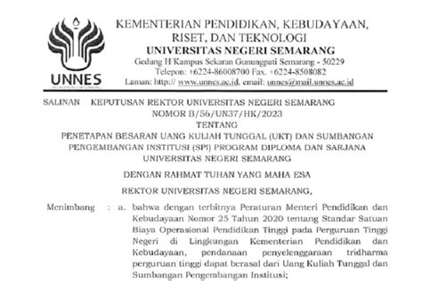 Rincian Ukt Dan Spi Unnes Untuk Mahasiswa Baru Semua Program Studi