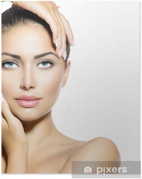 Poster Beauty Portrait Beautiful Spa Woman Touching Her Face Pixers Us