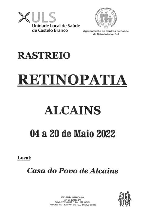 Rastreio Retinopatia 04 A 20 Maio 2022 Freguesia De Alcains