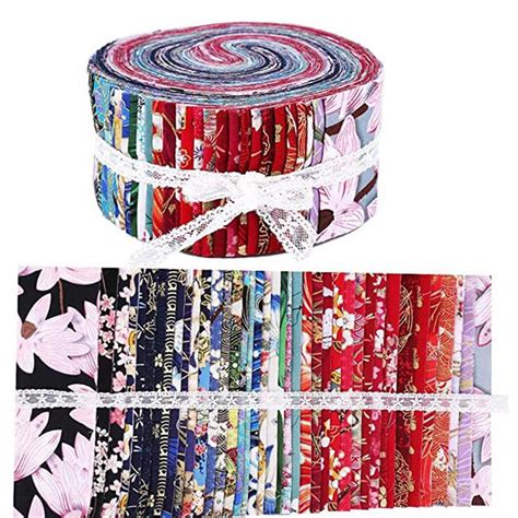 Fabric Strips Roll 25 Inch Jelly Fabric Bundles Fabric Quilting Strips Roll Up Flower Precut