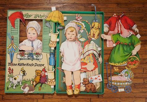 German Set Of Kathe Kruse Paper Dolls In Original Window Box
