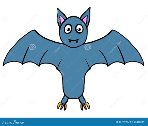 Vector Cartoon Blue Bat On White Background Stock Vector Illustration