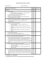 Female Foley Catheter Insertion Procedure Checklist Course Hero