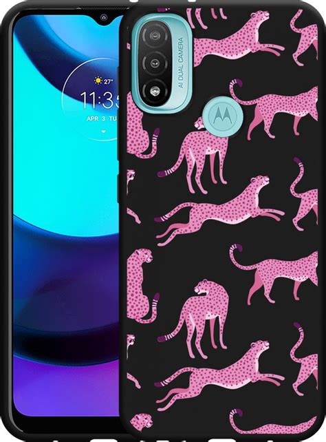 Motorola Moto E Hoesje Zwart Roze Cheeta S Designed By Cazy Bol