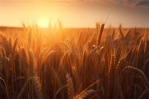 Campo De Trigo Al Atardecer Orejas De Trigo Dorado Paisajes Rurales