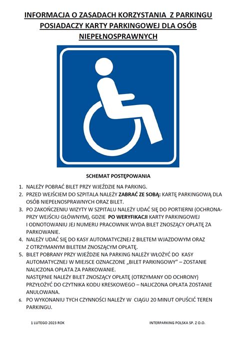 Informacja O Zasadach Korzystania Z Parkingu Posiadaczy Karty