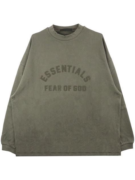 Fear Of God Essentials Logo Print Cotton Sweatshirt Farfetch