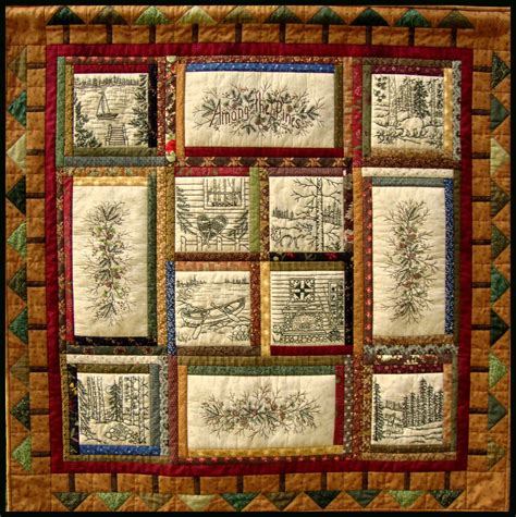 Among The Pines Quilt Pattern 10 Hand Embroidery Blocks Label