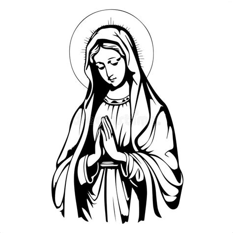 Black And White Vector Graphic Of The Madonna The Mother Of God Stock Vector Illustration Of