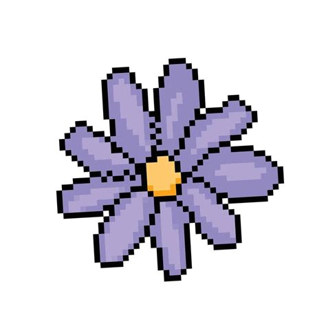 Abstract purple flower petal. Pixel bit retro game styled vector ...