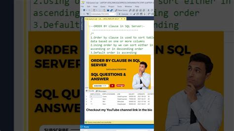 Order By Clause In Sql Server Check My Youtube Playlist With Qanda Dataanalyticstips Youtube