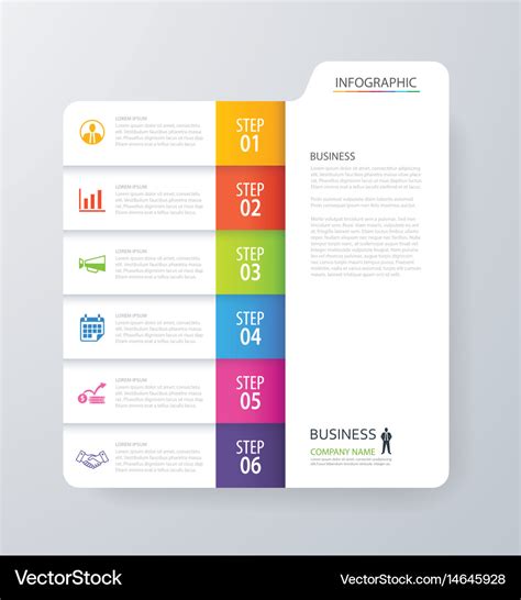 Infographic Vertical 6 Tab Index Design Royalty Free Vector