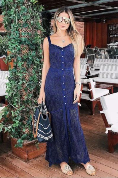 Thassia Naves Veste Galeria Tricot Vestido Tricot Linda Azul Look