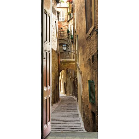 Sticker De Porte Trompe L Oeil Ruelle X Cm