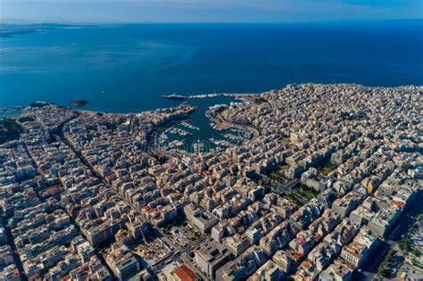 Aerial Drone Panoramic Photo Of Piraeus And Marina Of Zea Pasalimani In