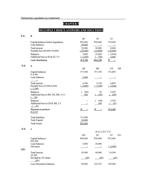 Chapter 5 Partnership Liquidation By Installment CHAPTER 5 MULTIPLE