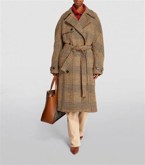 Womens Stella Mccartney Brown Check Double Breasted Coat Harrods Uk