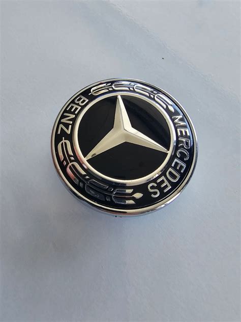 Logo Hood Mercedes Benz Bonnet Badge Emblem Black Silver 57mm Emblem