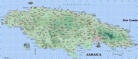 Physical Map Of Jamaica Showing Mountains The World Map