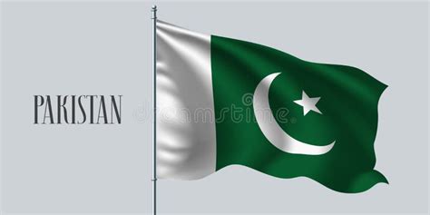 Pakistan Waving Flag On Flagpole And Round Icon Vector Illustration Stock Vector Illustration