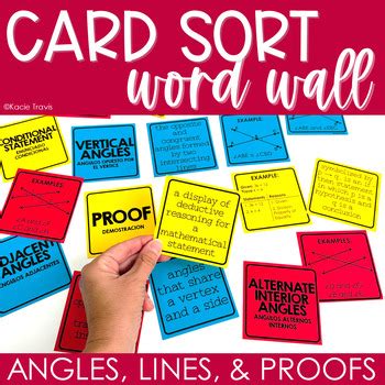 Interactive Word Wall Math Card Sort Angles Lines Proofs Geometry Vocab