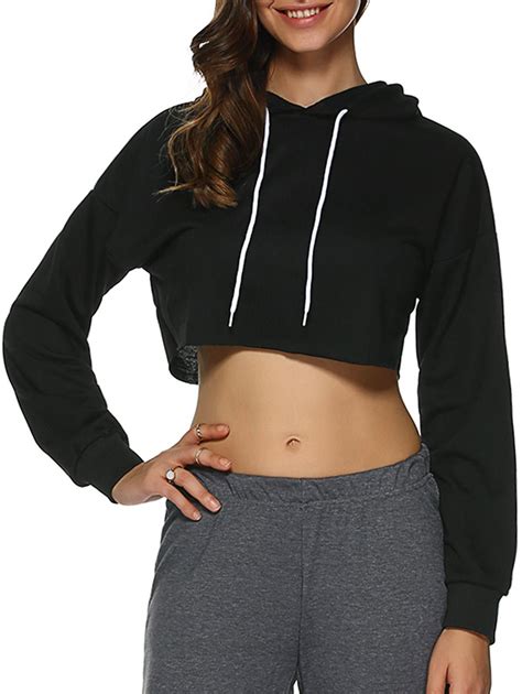 32 Off Raw Edge Cropped Hoodie Rosegal