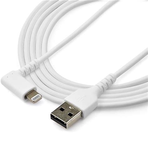 M Ft Durable Angled Lightning To Usb Cable White Startech