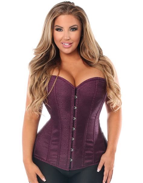 Plus Size Lavish Wine Brocade Strapless Corset Spicy Lingerie