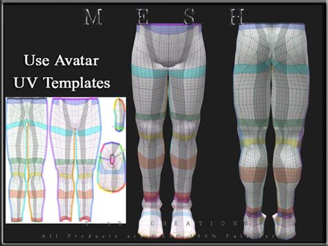 Second Life Marketplace T 3d Creations [ Lower Body Man Display For Sl Avatar Uv Templates 01 ]