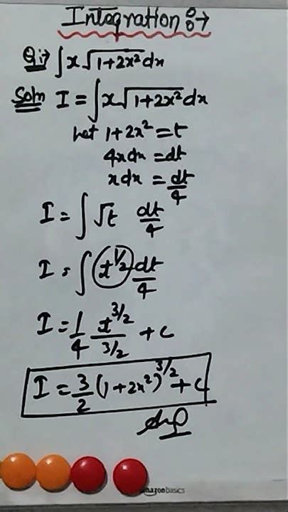 Integration By Substitution Method Youtube