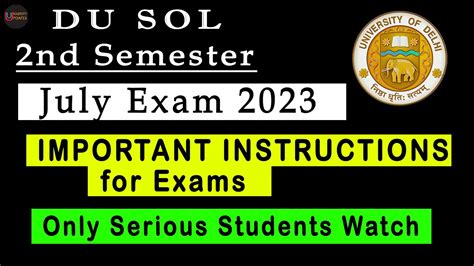 IMPORTANT VIDEO For 2nd Semester DU SOL Students July Exam 2023