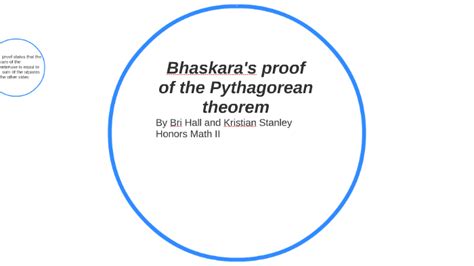 Bhaskara's proof of the Pythagorean theorem by Kristian Stanley on Prezi