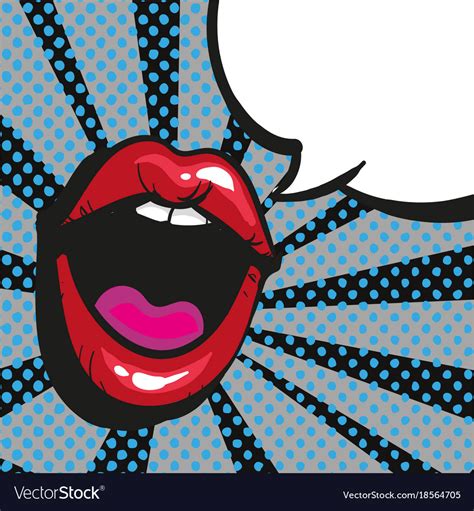 Comic Lips Shout Speech Bubble Pop Art On Dot Vector Image