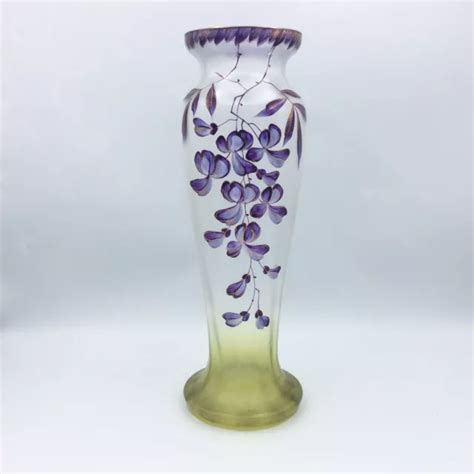 Vase Verre Souffl Maill D Cor Floral Glycine Bohemia Jugendstil Art