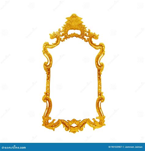 Frame Dourado Do Vintage Isolado No Fundo Branco Imagem De Stock