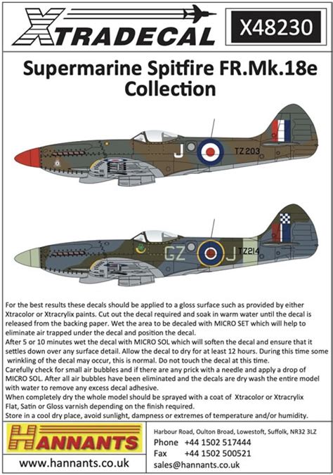 Xtradecal Item No X Supermarine Spitfire Fr Mk E Collection