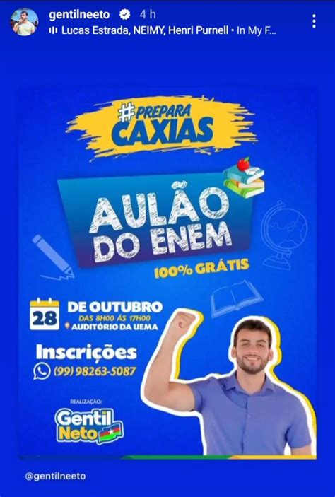 Gentil Neto anuncia aos estudantes de Caxias abertura de inscrições