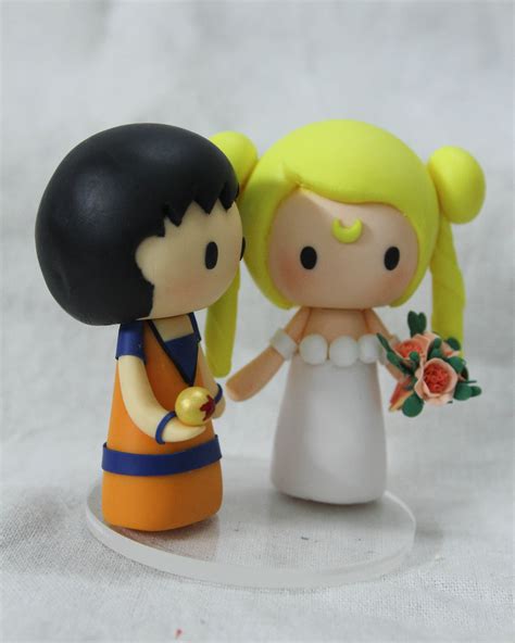 World Cake Topper. Son Goku and Sailor Moon wedding cake topper- Anime ...