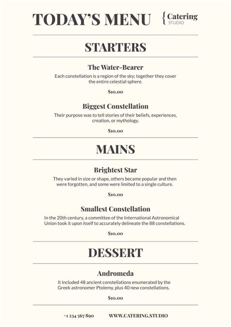 Free Printable And Customizable Catering Menu Templates Off