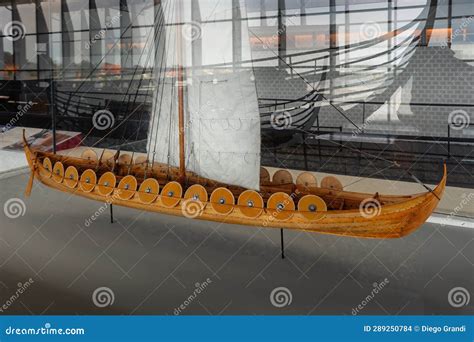 Model Of Skuldelev Ship At Viking Ship Museum Interior Roskilde