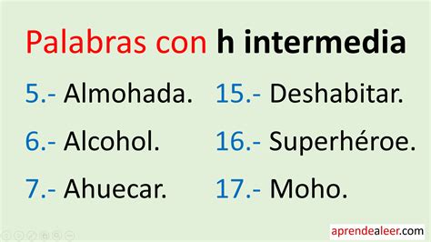 Palabras Con H Intermedia Para Ni Os Aprendealeer