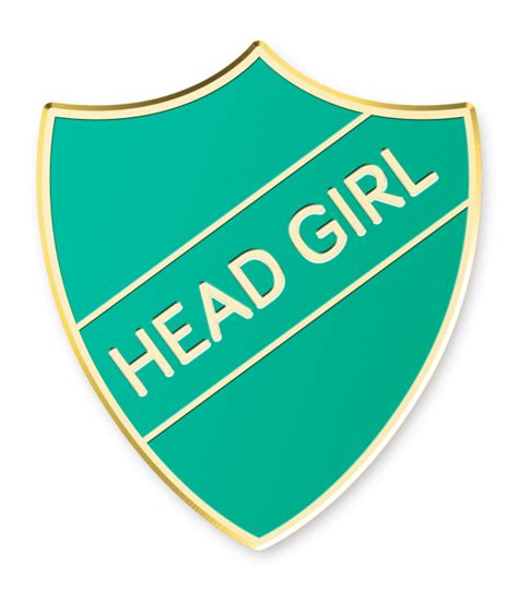 Pines Head Girl Pin Badge In Red Enamel Shield