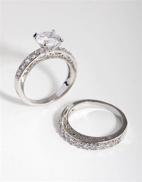 Diamond Simulant Engagement and Wedding 2-Pack Rings | Shop Today. Get it Tomorrow! | takealot.com