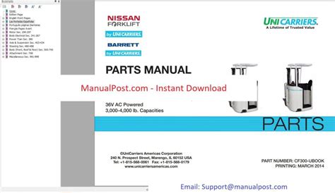 Nissan Forklift 1S1 Parts Catalog CF300 UBOOK ManualPost Instant