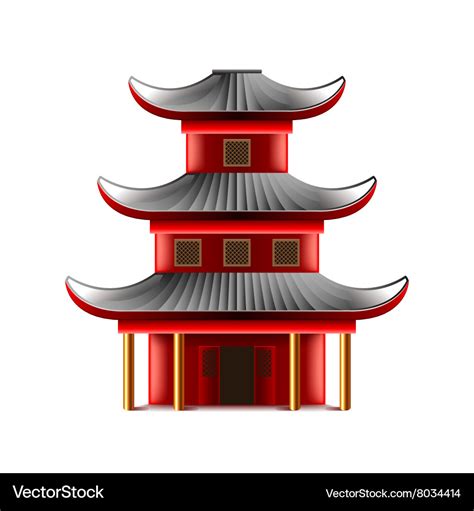 Chinese temple isolated on white Royalty Free Vector Image