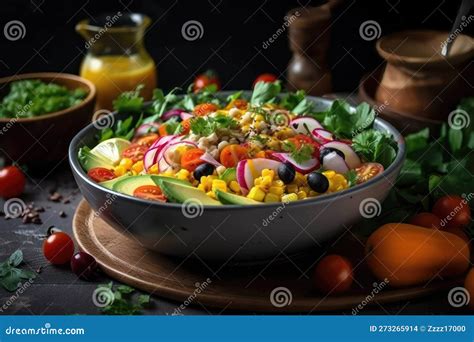 A Feast For The Senses A Bowl Of Colorful Fresh Salad With Tasty