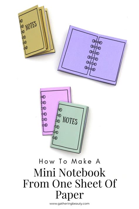 Diy Mini Notebooks Using One Sheet Of Paper Free Template — Gathering Beauty