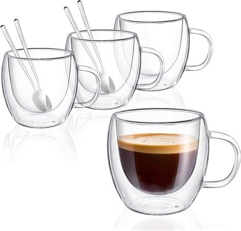 Amazon Glass Coffee Mugs Set Of 2 16 Oz Double Wall Insulated