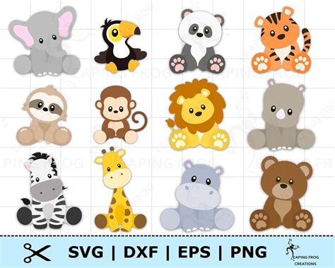 Jungle Animals Svg Set Safari Animals Svg Cricut Cut Files Layered